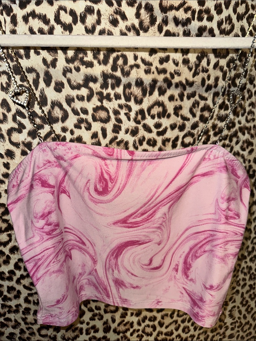 Pink Marble Print, Bling strap tank